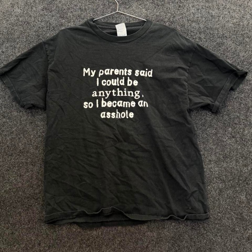 Funny Quote Graphic T Shirt Black Men's Large Novelty Humor Tee Parent Vintage